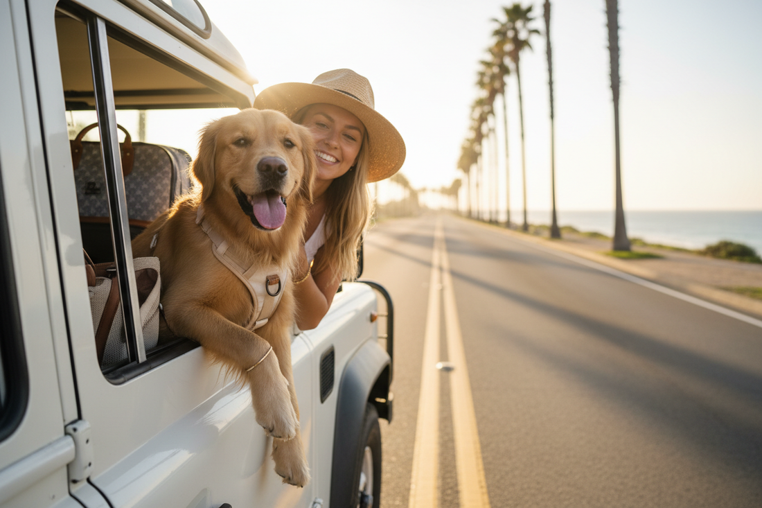 Perro feliz en viaje de verano con su dueño | Peludo Market