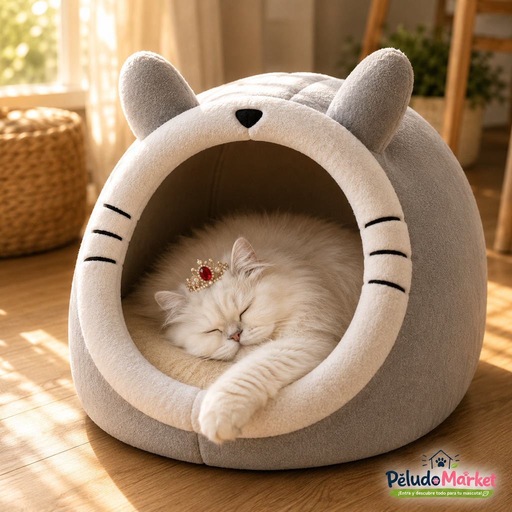 Gato descansando en la cama plegable con diseño cartoon - Peludo Market
