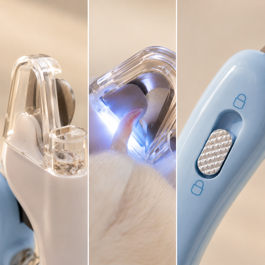 Características y beneficios del cortauñas con luz LED para mascotas - Peludo Market