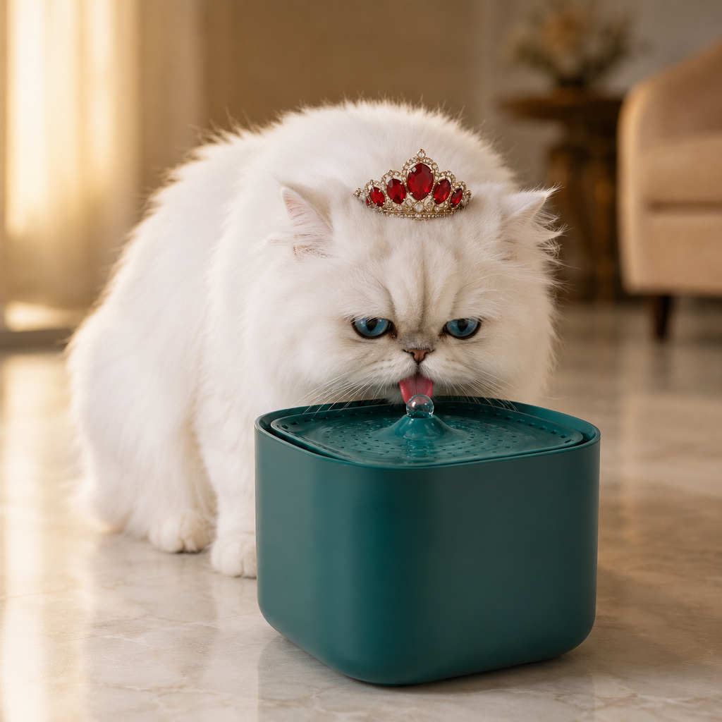Gato bebiendo de la fuente de agua automática 3L - Peludo Market