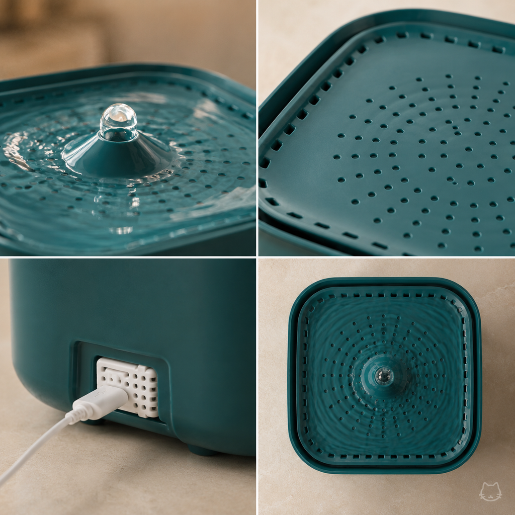 Características y beneficios de la fuente dispensadora de agua para gatos - Peludo Market