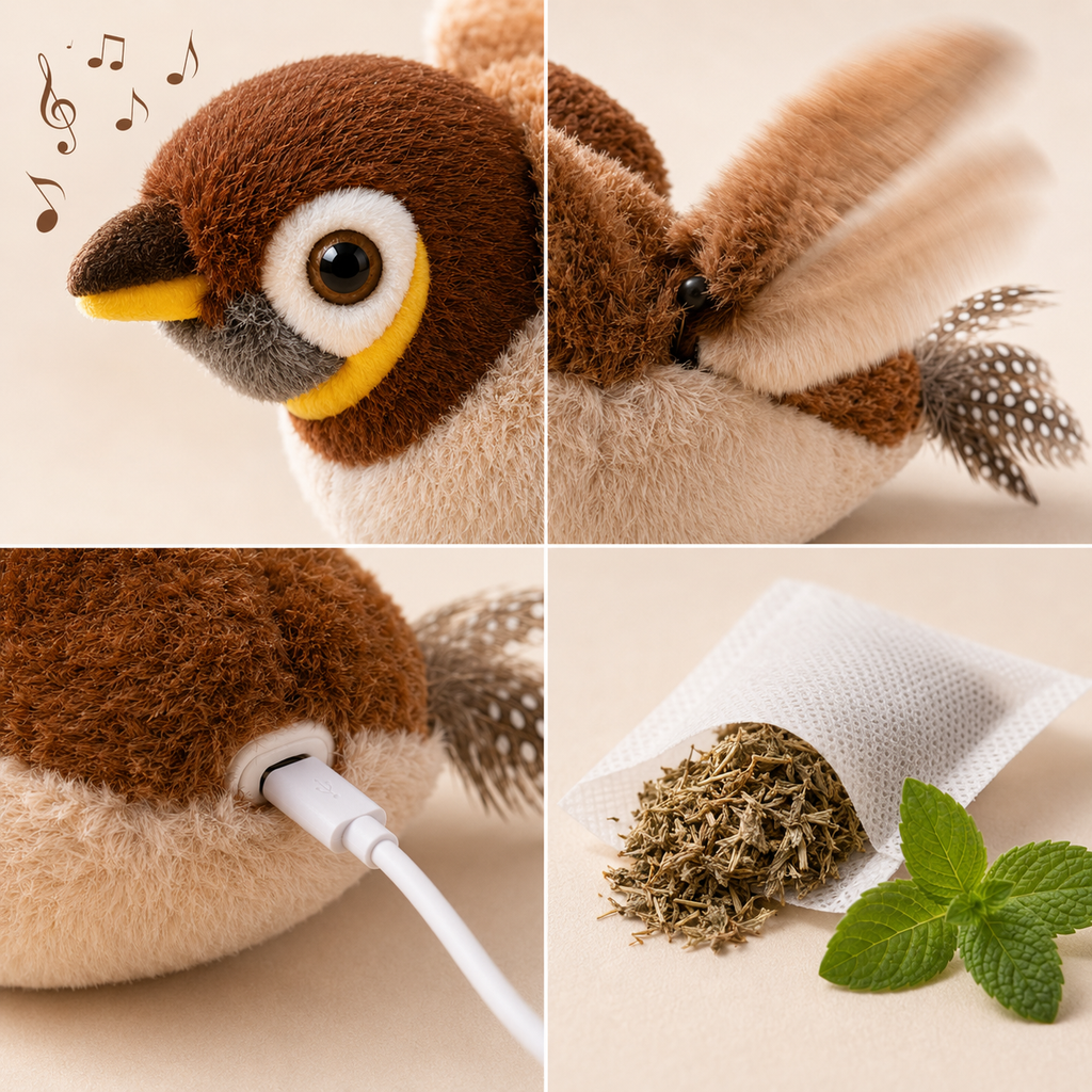 Características y beneficios del pájaro interactivo para gatos - Peludo Market